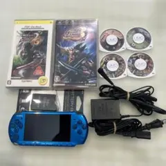 SONY PSP 3000本体 青色 ソフト、バッテリー、充電器付き