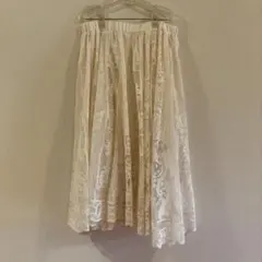 【大きいサイズ】レディース　フレアスカート　ロングスカート　レース花柄