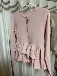 titivate フリルヘムニットカーディガン　ピンク