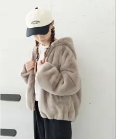 GLOBAL WORK 洗えるふわもこパーカー　アウター　160cm