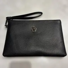ブラックレザー クラッチバッグ