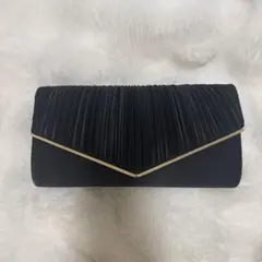 黒 プリーツデザイン パーティーバッグ
