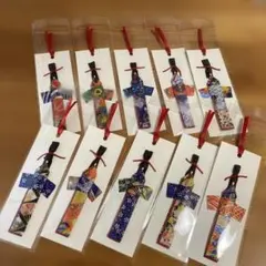 栞　しおり　ハンドメイド　和紙人形しおり 10個　Ｂ