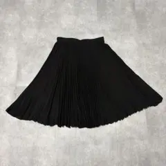 プリーツスカート ひざ丈 アコーディオン 黒 Aライン キュプラ100 上品 Lのサムネイル