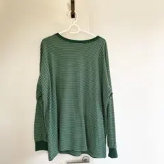 緑と白黄緑のストライプ長袖Tシャツのサムネイル