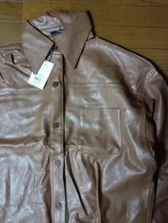 新品【EMODA】レザーシャツジャケット　Freeサイズ　Brown