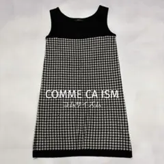 千鳥格子 ニットワンピース ノースリーブ ミニ チュニック