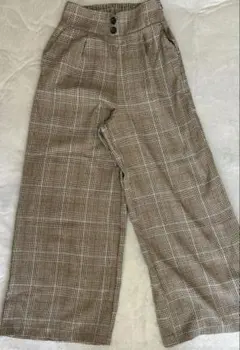 チェック柄 ワイドパンツ