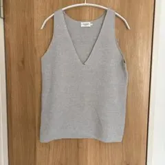 THE RESET R LABEL Vネック ニットベスト ライトグレー M