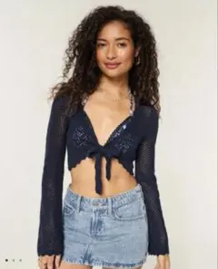 Hollister カーディガン　紺　ネイビー　Mサイズ　ホリスターのサムネイル