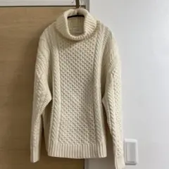 【美品】ユナイテッドアローズ　アイボリー ケーブルニット タートルネックセーター