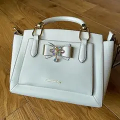 【Samantha Vega】 ホワイト リボンビジュー ハンドバッグ ２way