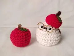 シマエナガ あみぐるみ りんご帽 めがね りんご 4点セット