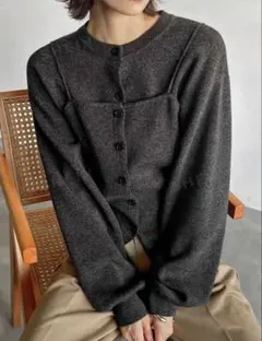 SHEIN ボタン付きクルーネックカーディガン&キャミソールセーターセット