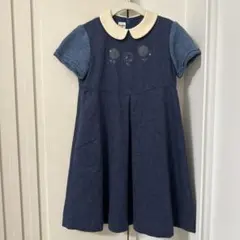 【未使用に近い】familiarファミリア襟付フォーマルワンピース　ニット120