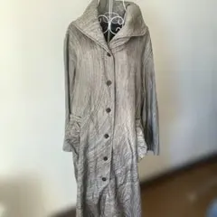 シック★グレー★シワ加工★デザイン★ロングコート★フリーサイズ