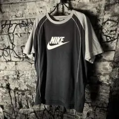 00s NIKE ラグランTシャツ　黒グレー　ナイキ　Y2K
