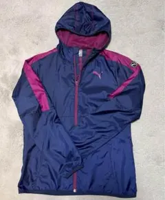 【Puma /プーマ】フード付きウィンドブレーカー ネイビー・パープル