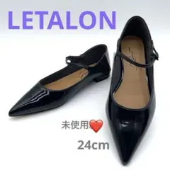 LE TALON ルタロンメリージェーンポインテッドトゥー黒エナメル24cm美品