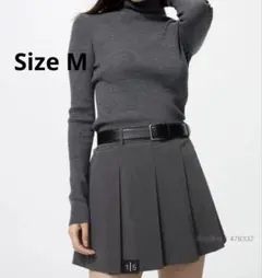 メリノリブタートルネックセーター グレー M