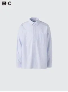 UNIQLO C 水色 ストライプ ブロードオーバーサイズシャツ 未使用に近い