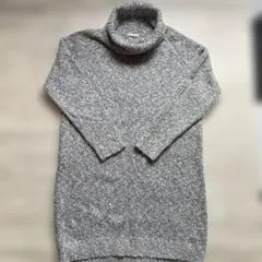 GU グレーハイネックひざ丈ニットワンピース S レディース