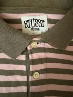 90’s OLD STUSSY Border Polo Brown Pinkのサムネイル