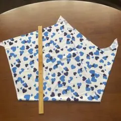 ハート柄 プリント生地 ブルー系