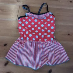 女の子用赤と白の水玉ワンピース水着　１３０センチ