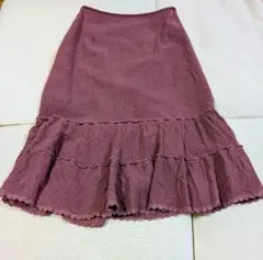 LEST ROSEパープル フレアスカート シワ加工フリル付きのサムネイル