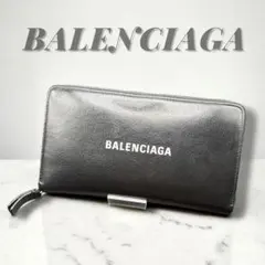 良品✨バレンシアガ EVERYDAY ラウンドジップ 長財布 ロゴ 牛革 黒 良品✨バレンシアガ EVERYDAY ラウンドジップ 長財布 ロゴ 牛革 黒
