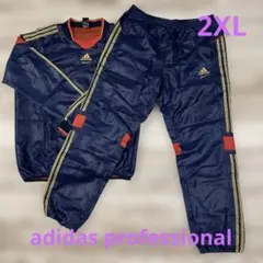 （美品）adidasトレーニングウェア ネイビーレッド 2XL 【大きいサイズ】