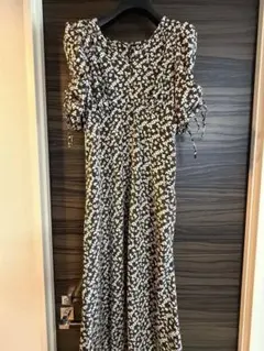 SNIDEL 花柄ロングワンピース パフスリーブ リボン フレア サイズ0 美品