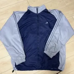 90s adidas ナイロンジャケット ネイビー グレー 古着 ストリート