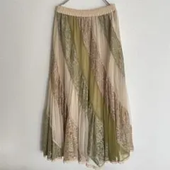ノンノンドール ムッシュ榊 ロングスカート レース M ライトブラウン 花柄 ノンノンドール ムッシュ榊 ロングスカート レース M ライト