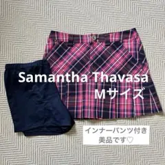 ★美品★サマンサタバサ ゴルフスカート M チェック ピンク 紺 インナー付のサムネイル