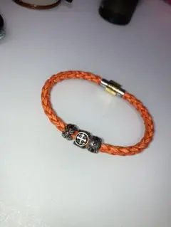 オレンジ 編み込み ブレスレット　メンズ