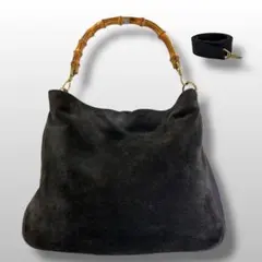 GUCCI グッチ　ショルダーバッグ　スエード　2way バンブー　134
