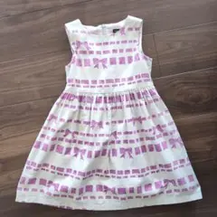 BeBe リボン柄ノースリーブワンピース 120