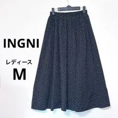 イング　ドット柄　フレアロングスカート Mサイズ　ウエストゴム