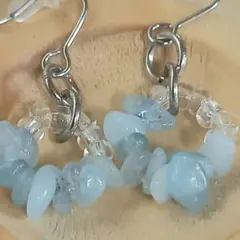 天然石アクアマリンサザレピアス