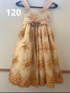 フォーマルドレス 120 ゴールド　刺繍ドレスのサムネイル