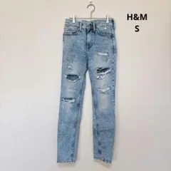 H&M SKINNY ダメージデニム 28/30 スキニー　レディース　S