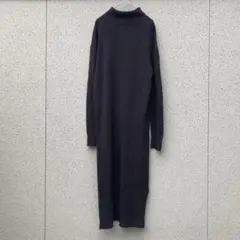 2898【アズールベーシック】M♡タートルネック ニットロングワンピース 黒