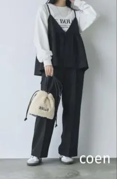 coen ウールライク セットアップ キャミ+パンツ 黒 Ｌ　そうこれ！井桁弘恵