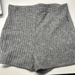 リブ編み グレー ショートパンツ M