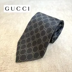 ⭐︎極美品【GUCCI グッチ】GG柄 ネクタイ ダークブラウン×ゴールド