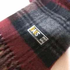 DAKS ワインレッドと黒のチェックウール100%カシミヤ入り約30✖134cm