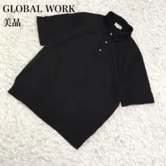 GLOBAL WORK ニット 半袖 ポロシャツ ブラック M U339のサムネイル