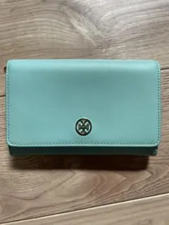 美品　トリーバーチ　ウォレットショルダー　ターコイズブルー